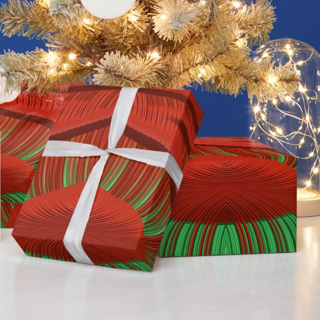 ~ Fractal Mönster Red Grönt ~ jul ~ Presentpapper (Helgdagar)