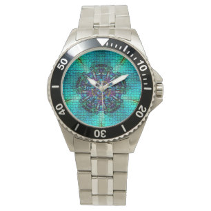 FRACTAL MOSAIC-ABSTRAKTEN FÖR TURQUOISE BLUE ARMBANDSUR