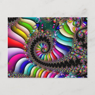 Fractal Multifärgad Spiral Vykort