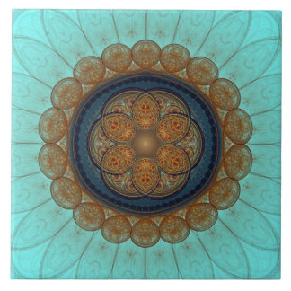 Fractal ornament av röd blommigt kakelplatta