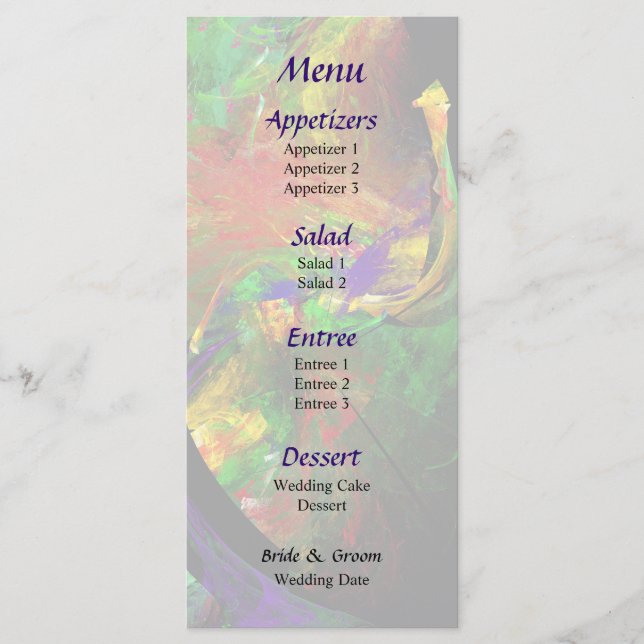 Fractal - Peacock Bröllop Menu Meny (Framsida)