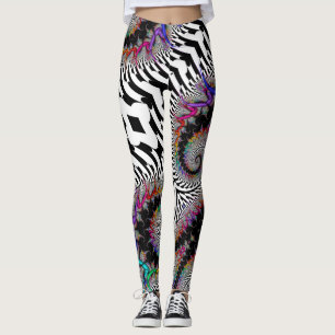 Fractal Rainbow Spiral Black White Abstrakt Leggings