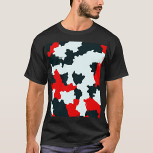 Fractal Red Black White Mönster Design T Shirt