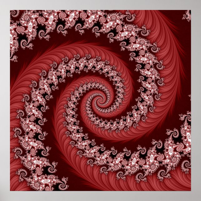 Fractal Red Dubbla Spiral Poster (Framsidan)