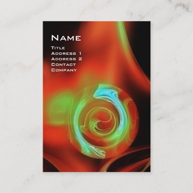 FRACTAL RO 4 MONOGRAM ljusblå grönt Visitkort (Framsida)