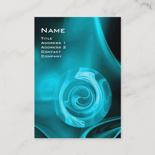 FRACTAL RO 4 MONOGRAM, ljusblå svart, vitt Visitkort (Framsida)