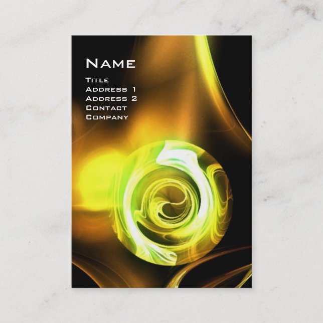 FRACTAL RO 4 MONOGRAM, ljusbrun gult svart Visitkort (Framsida)