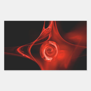 FRACTAL RO, röd, svart Rektangulärt Klistermärke