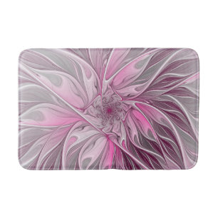 Fractal Rosa Flower Dream, Blommigt Fantasy Mönste Badrumsmatta