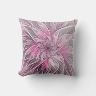 Fractal Rosa Flower Dream, blommigt Fantasy Mönste Kudde