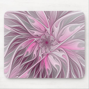 Fractal Rosa Flower Dream, Blommigt Fantasy Mönste Musmatta