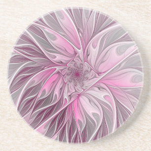 Fractal Rosa Flower Dream, Blommigt Fantasy Mönste Underlägg