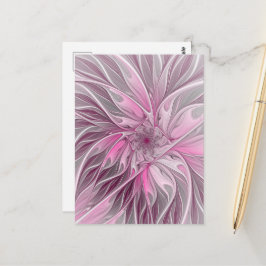 Fractal Rosa Flower Dream, Blommigt Fantasy Mönste Vykort