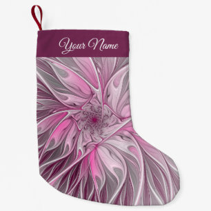 Fractal Rosa Flower Star Blommönster Own Namn Liten Julstrumpa