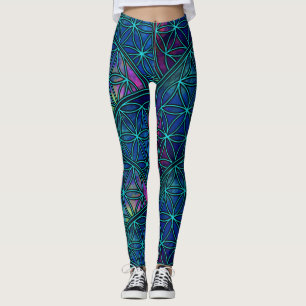 Fractal Seed of Life Flower Helig Geometry Leggings