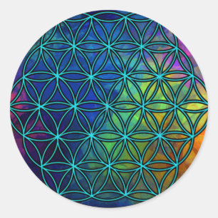 Fractal Seed of Life Helig Geometry Sticker Runt Klistermärke