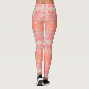 Fractal Snöre Garter Rosa+Orange Leggings ★ Psydef