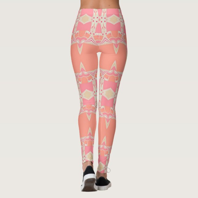 Fractal Snöre Garter Rosa+Orange Leggings ★ Psydef (Baksida)
