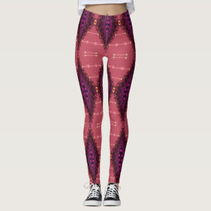 Fractal Snöre Lila+Earth Rosa Leggings ★ Psydefx A