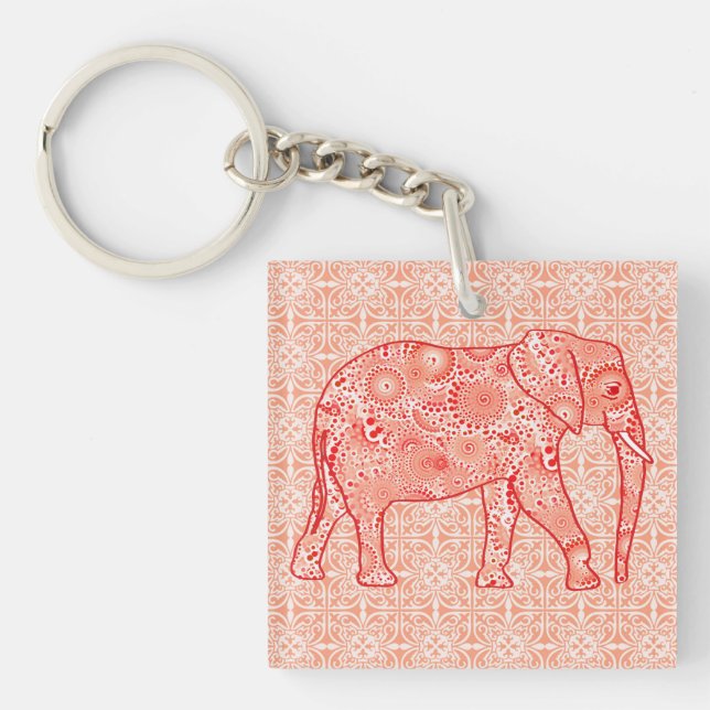 Fractal snurrande elefant - orange av korall och v (Framsidan)