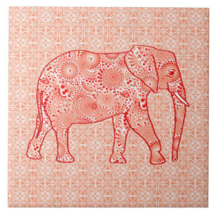 Fractal snurrande elefant - orange av korall och v kakelplatta