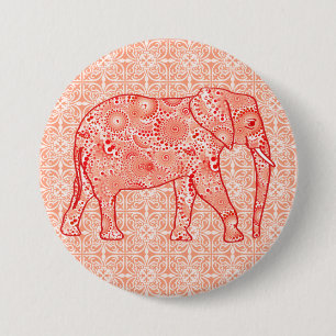 Fractal snurrande elefant - orange av korall och v knapp