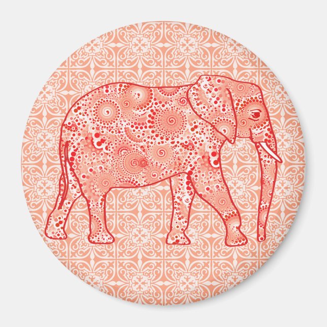 Fractal snurrande elefant - orange av korall och v magnet (Framsidan)