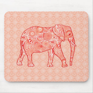 Fractal snurrande elefant - orange av korall och v musmatta