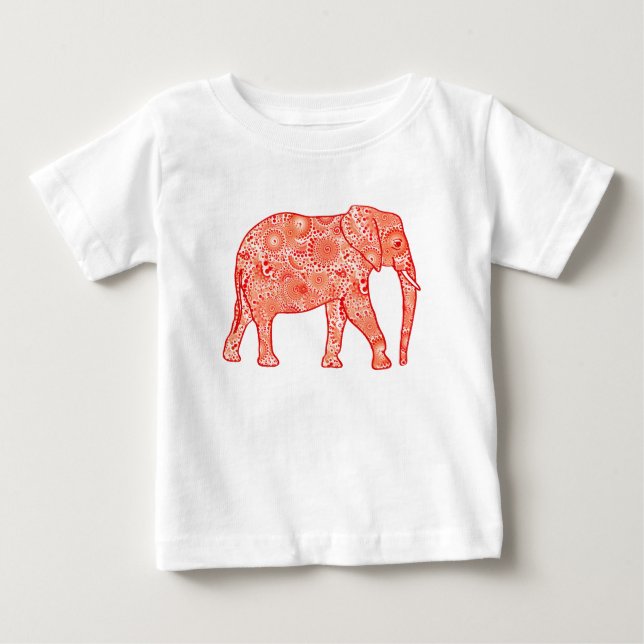 Fractal snurrande elefant - orange av korall och v tee (Framsida)