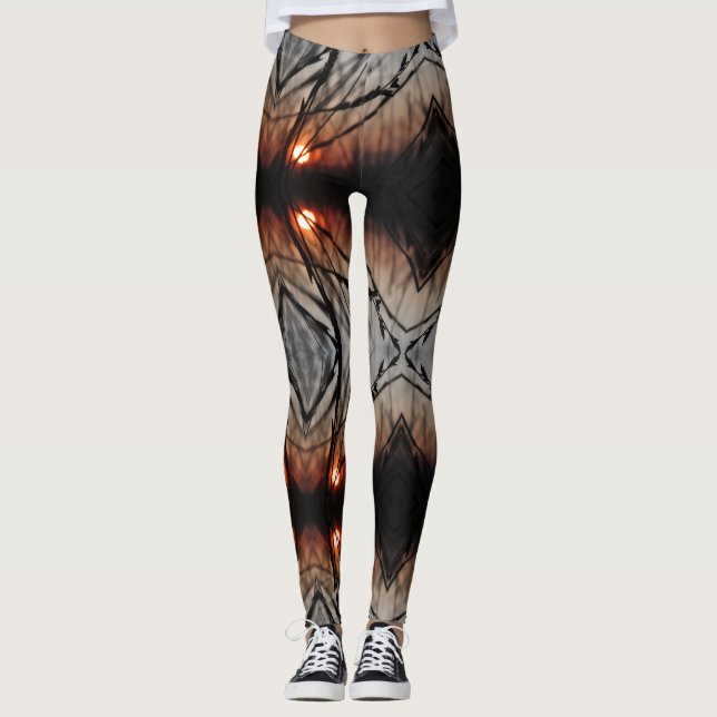 Fractal Sol Graphic Anpassningsbar Leggings (Framsida)