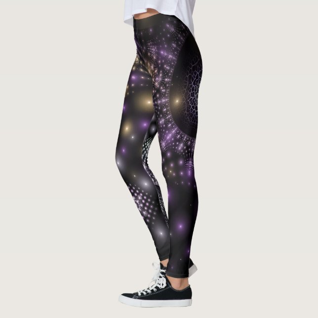 Fractal Sphere Art Mandala Universe Yoga Leggings (Vänster)