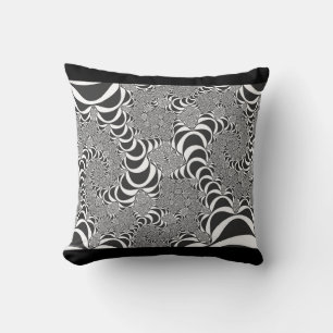 Fractal Spiral Illusion Black and White Kudde