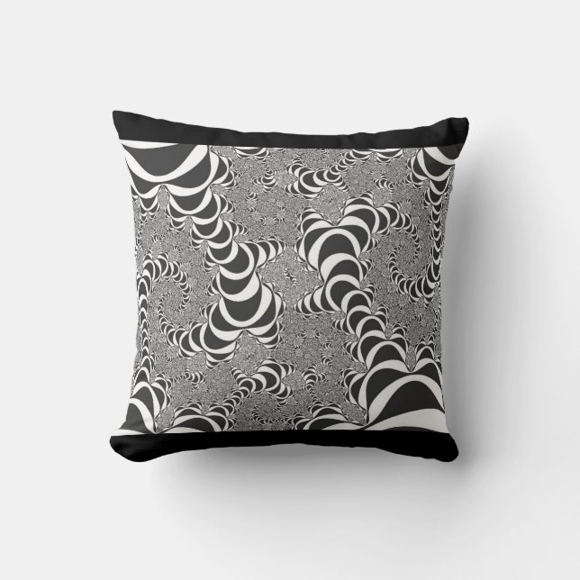 Fractal Spiral Illusion Black and White Kudde (Framsida)
