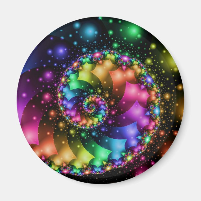 Fractal Spiral Rainbow Nebula Magnet (Framsidan)