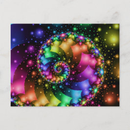 Fractal Spiral Rainbow Nebula Vykort