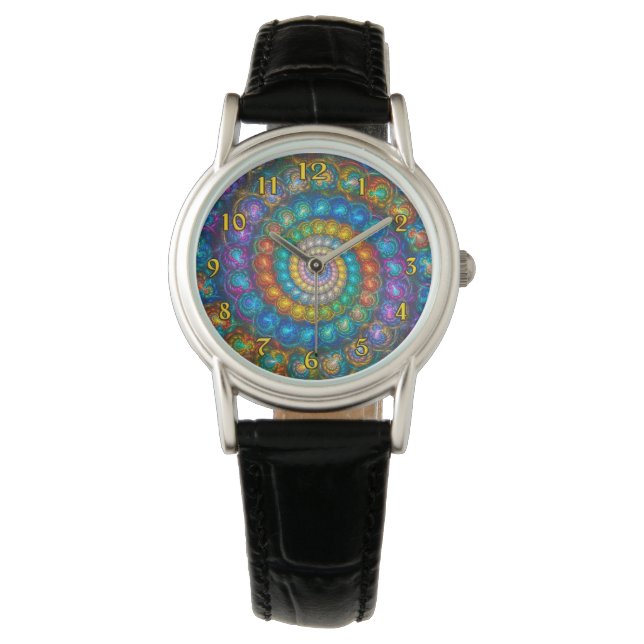 Fractal Spiral Snäcka Pärlor Watch Armbandsur (Framsida)