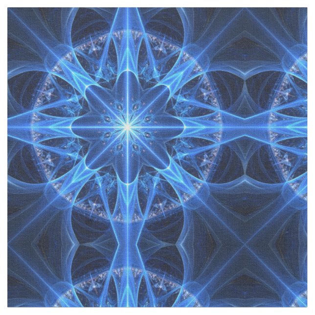 Fractal Star Fabric - Blue Radiance Tyg (Närbild)