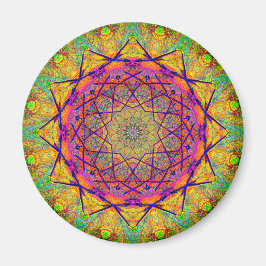 Fractal Star-formad Mandala | Färgbeständig Psyche Magnet