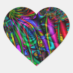 Fractal Sticker Hjärtformat Klistermärke