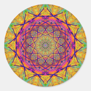 Fractal Stjärna-format färgrikt Psychedelic för Runt Klistermärke