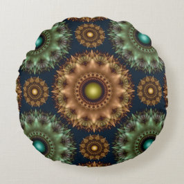 Fractal, strålande, blank, ornerad dekoration rund kudde