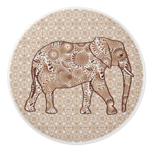 Fractal Swirl Elephant, Brown och Taupe Knopp