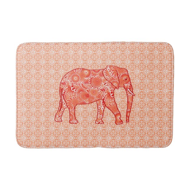 Fractal Swirl Elephant, Coral Orange and White Badrumsmatta (Framsidan)