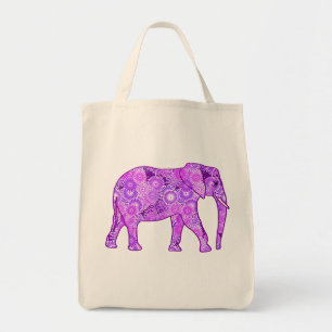 Fractal Swirl Elephant, Lila och Orchid Tygkasse