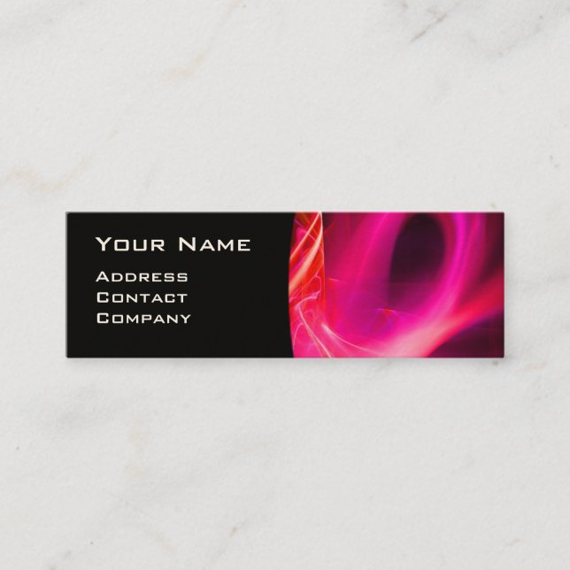 FRACTAL SWIRL GEM MONOGRAM, svart, vit rosa Mini Visitkort (Framsida)