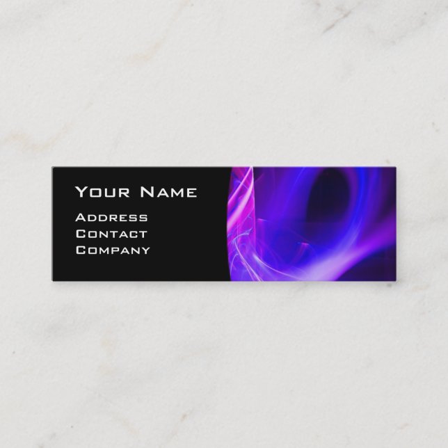 FRACTAL SWIRL GEM MONOGRAM, svart, vit rosa Mini Visitkort (Framsida)