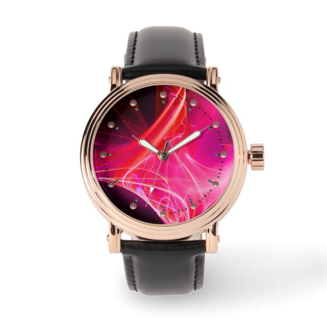 FRACTAL SWIRL IN LILA rosa fuchsia Armbandsur (Framsida)
