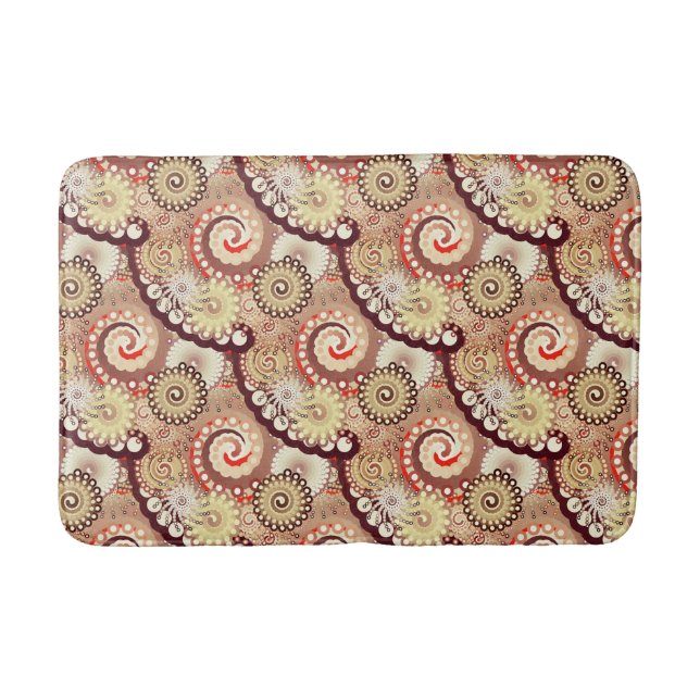 Fractal swirl mönster, choklad och grädde badrumsmatta (Framsidan)