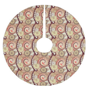 Fractal swirl mönster, choklad och grädde julgransmatta borstad polyester