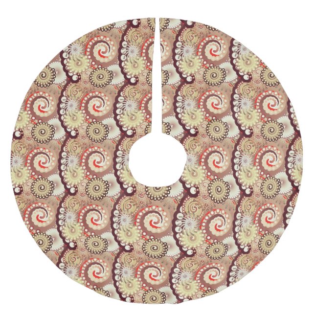 Fractal swirl mönster, choklad och grädde julgransmatta borstad polyester (Framsidan)